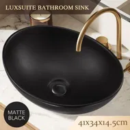 Detailed information about the product Black Bathroom Sink Basin Vessel Wash Washing Vanity Bowl Countertop Above Counter Toilet Bath Hand Modern Oval Ceramic