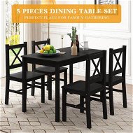 Detailed information about the product Black Dining Table And Chairs Set of 4 Kitchen Solid Pine Wood Furniture Square 108x65x73cm