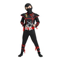 Detailed information about the product Black Kids Ninja Costume Set Boy Halloween Cosplay Costume Boy Ninja Muscle Costume With Ninja Foam Accessories