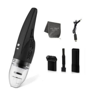 Black Mini Portable Handheld Large Suction Power Display USB Charging Car Home Desktop Vacuum Cleaner