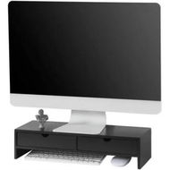 Detailed information about the product Black Monitor Stand Desk Organizer with 2 Drawers