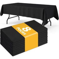 Detailed information about the product Black Plastic Table Cloth Rectangle Table 8 Pack,2.7m Ã— 1.3m Tablecloth for 1.8m Tables,Table Cloth for Disposable Use,Table Cover