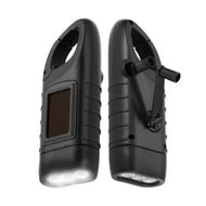 Detailed information about the product Black Portable Outdoor Multi Functional Solar Charging LED Flashlight Hand Cranked Emergency Light