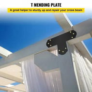 Detailed information about the product Black T Mending Plate T-shape 8 PCs 6' Flat Connector Post to Beam Bracket