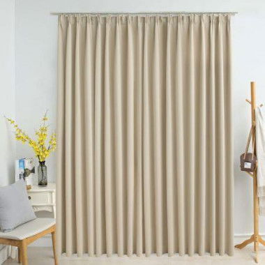 Blackout Curtain With Hooks Beige 290x245 Cm