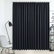 Detailed information about the product Blackout Curtain With Hooks Black 290x245 Cm