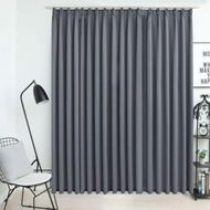 Detailed information about the product Blackout Curtain With Hooks Grey 290x245 Cm