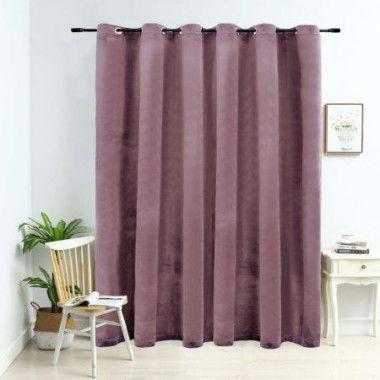 Blackout Curtain With Metal Rings Velvet Antique Pink 290x245 Cm