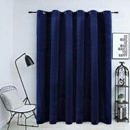 Detailed information about the product Blackout Curtain With Metal Rings Velvet Dark Blue 290x245 Cm