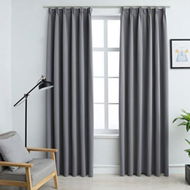 Detailed information about the product Blackout Curtains With Hooks 2 Pcs Grey 140x245 Cm