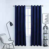 Detailed information about the product Blackout Curtains With Rings 2 Pcs Velvet Dark Blue 140x245 Cm