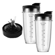 Detailed information about the product Blender Replacement Parts for Ninja, 24oz Ninja Blender Cups with ToGo Lids, 7 Fins Extractor Blade, Compatible with Nutri Ninja Auto iQ Blenders BL2012