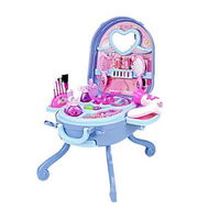 Detailed information about the product Blue 2 in 1 Toddler Girls Makeup Table and Suitcase Toy Set Fashion Accessories Pretend Play Travel Beauty Set