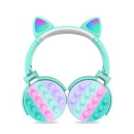 Detailed information about the product Blue Bluetooth Headset with Cat Ears and LED Lights Wireless Decompression Headphones for Kids Christmas Gift