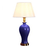 Detailed information about the product Blue Ceramic Oval Table Lamp With Gold Metal Base