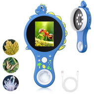 Detailed information about the product Blue Dino Microscope Photo Video All In One 2.0 Inch Screen Childrens 8 Adjustable LED Lights Cultivate Kids Interests