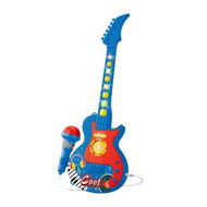 Detailed information about the product Blue Kids Light and Music Guitar with Microphone Sing Along with Flashing Stage Light Pedals Gift for Kids