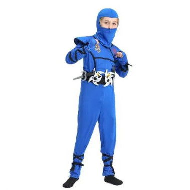 Blue Kids Ninja Costume Set Boy Halloween Cosplay Costume Boy Ninja Muscle Costume With Ninja Foam Accessories