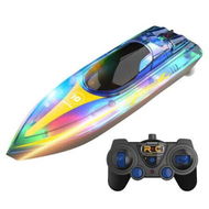 Detailed information about the product Blue Remote Control Speedboat 2.4G High Speed Remote Control Boat Double Battery