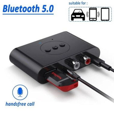 Bluetooth 5.0 Audio Receiver U Disk RCA 3.5mm 3.5 Aux Stereo Jack Music Wireless Adapter.