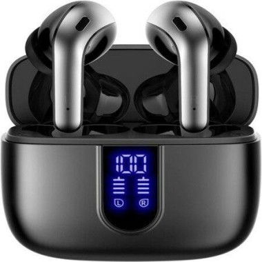 Bluetooth Headphones True Wireless Earbuds With LED Power Display Earphones With Wireless Charging Case. IPX5 Waterproof In-ear Earbuds With Mic For TV Smartphone Computer Laptop Sports (black).