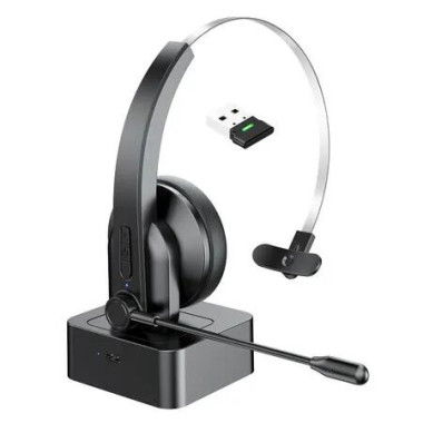 Bluetooth Headset with USB Dongle for Computer,Single-Ear Wireless Headset with Noise Cancelling Microphone,Bluetooth V5.4