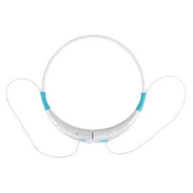 Bluetooth Wireless Handsfree Earphone Stereo Headset For Samsung IPhone LG HTC - White + Blue.