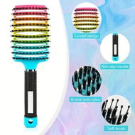 Detailed information about the product Boar Bristle Curved Hair Brush For Detangling Wet Or Dry Long Thick Hair Color Coloful