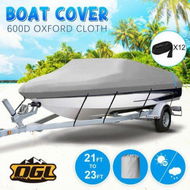 Detailed information about the product Boat Cover 21-23ft Trailerable Jumbo Waterproof Marine Grade Fabric Protector Pontoon Runabout Bass Tri-hull V-hull Fishing OGL