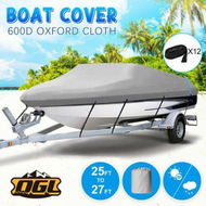 Detailed information about the product Boat Cover 25-27ft Trailerable Waterproof Jumbo Marine Grade Fabric Heavy Duty Protector Pontoon V Hull Fishing OGL