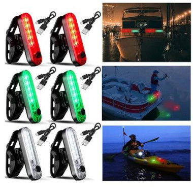 Boat Navigation Lights Kayak Stern LED Waterproof 6 Pcs Night Marine Safety Pontoon Dinghy Flashing Outdoor Boating