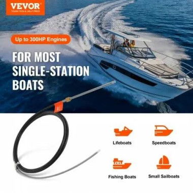 Boat Steering Cable, 17 Feet Outboard Marine Rotary Steering Cable, 1/2 Ton High Tensile Strength, Steel Steering Wheel Cable Compatible with Most Single-Station Outboard Steering Systems