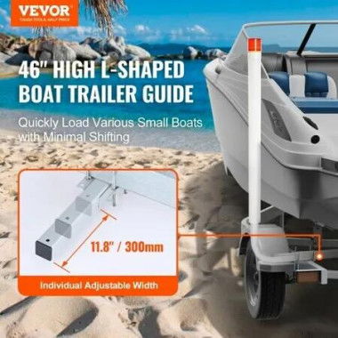 Boat Trailer Guide, 1.17M with LED Light Trailer Guide Poles, 2PCS Rustproof Galvanized Steel Trailer Guide ons, Trailer Guides with PVC Pipes, for Ski Boat, Fishing Boat or Sailboat Trailer