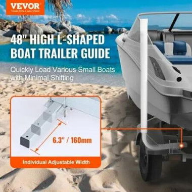 Boat Trailer Guide, 1.2M Adjustable Design Trailer Guide Poles, 2PCS Rustproof Galvanized Steel Trailer Guide ons, Trailer Guides with PVC Pipes, for Ski Boat, Fishing Boat or Sailboat Trailer