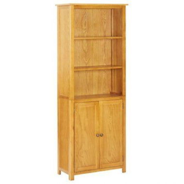 Bookcase With 2 Doors 70x30x180 Cm Solid Oak Wood