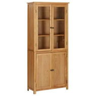 Detailed information about the product Bookcase with 4 Doors 80x35x180 cm Solid Oak Wood and Glass