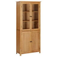 Detailed information about the product Bookcase with 4 Doors 90x35x200 cm Solid Oak Wood and Glass