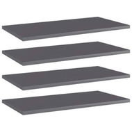 Detailed information about the product Bookshelf Boards 4 Pcs High Gloss Grey 60x30x1.5 Cm Engineered Wood.