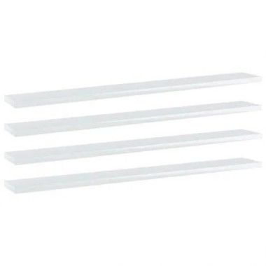 Bookshelf Boards 4 pcs High Gloss White 80x10x1.5 cm Engineered Wood