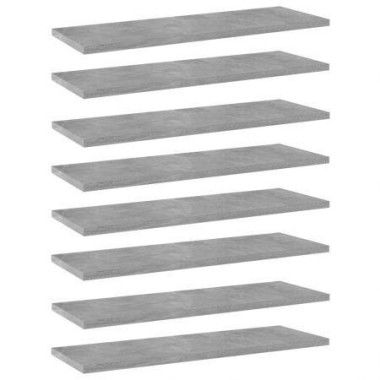 Bookshelf Boards 8 Pcs Concrete Grey 60x20x1.5 Cm Engineered Wood.