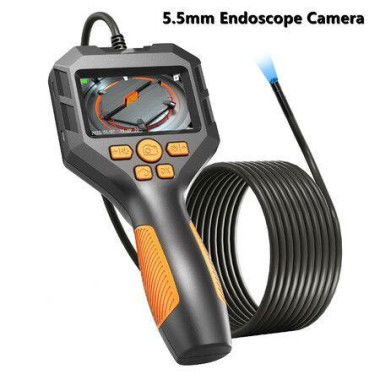 Borescope Inspection Camera With 6 LED Lights 5mm Handheld Waterproof Sewer Endoscope Snake Camera 5M Semi-Rigid Cord