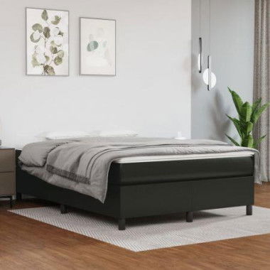 Box Spring Bed Frame Black 152x203 Cm Queen Faux Leather