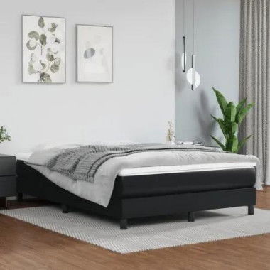 Box Spring Bed Frame Black 153x203 cm Queen Size Faux Leather