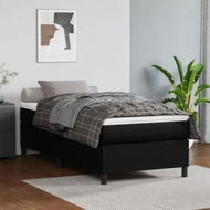 Detailed information about the product Box Spring Bed with Mattress Black 106x203 cm King Single Size Faux Leather