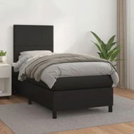 Detailed information about the product Box Spring Bed with Mattress Black 106x203 cm King Single Size Faux Leather