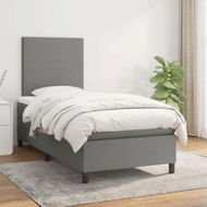 Detailed information about the product Box Spring Bed with Mattress Dark Grey 106x203 cm King Single Size Fabric