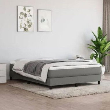 Box Spring Bed with Mattress Dark Grey 137x190 cm Fabric