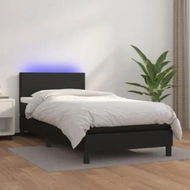 Detailed information about the product Box Spring Bed with Mattress&LED Black 100x200cm Faux Leather