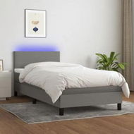 Detailed information about the product Box Spring Bed with Mattress&LED Dark Grey 100x200cm Fabric