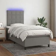 Detailed information about the product Box Spring Bed with Mattress&LED Dark Grey 106x203 cm King Single Size Fabric